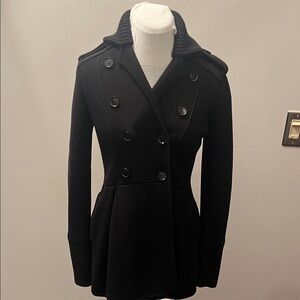 Burberry Black Double-Breasted Heavy Weight Knit Coat